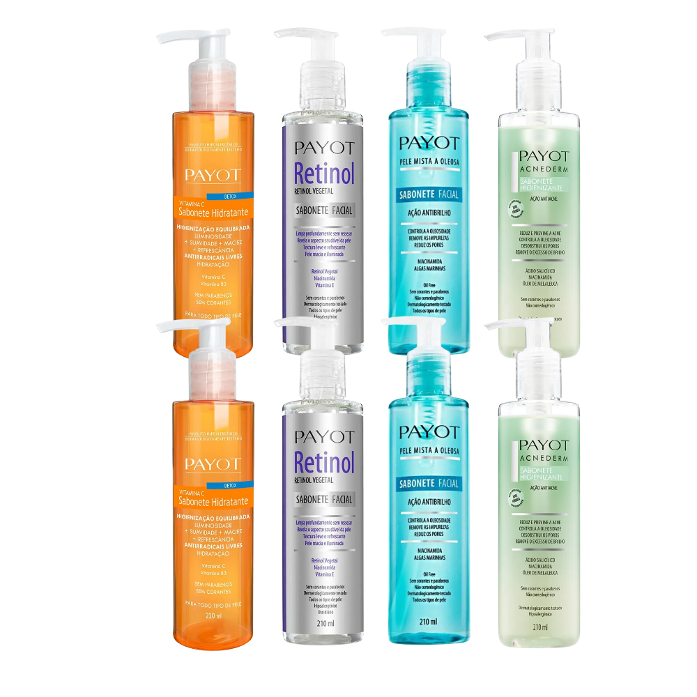 2 Kit Cronograma Facial Payot Mix Sabonete Liquido 210ml