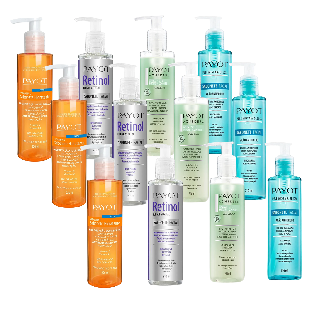 3 Kit Cronograma Facial Payot Mix Sabonete Liquido 210ml