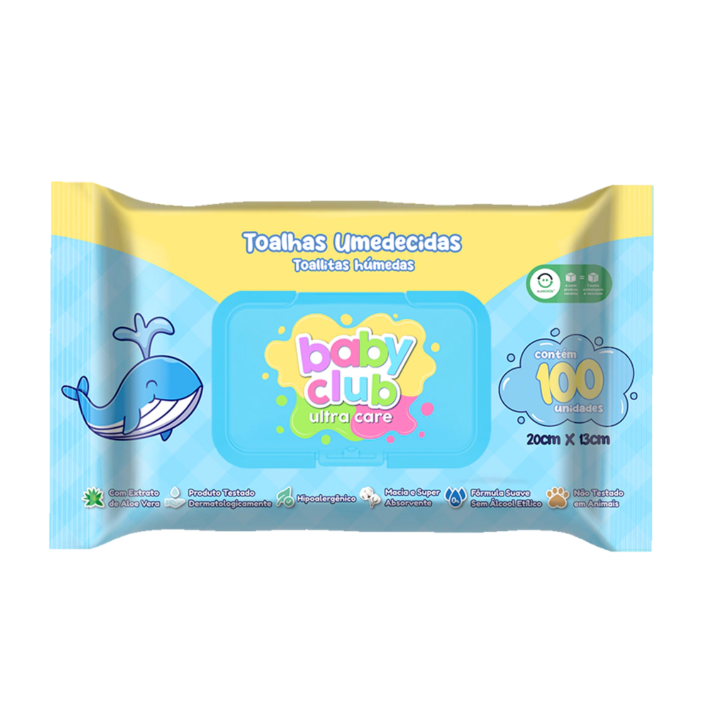 Toalhas Umedecidas Baby Club c/ 100
