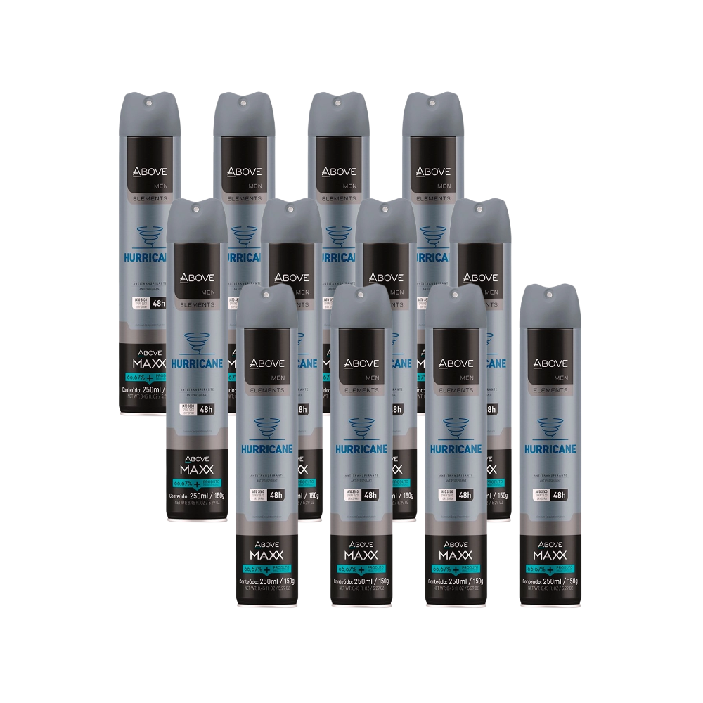 Kit 12 Desodorante Aerosol Above Maxx Elements Hurricane 250ml