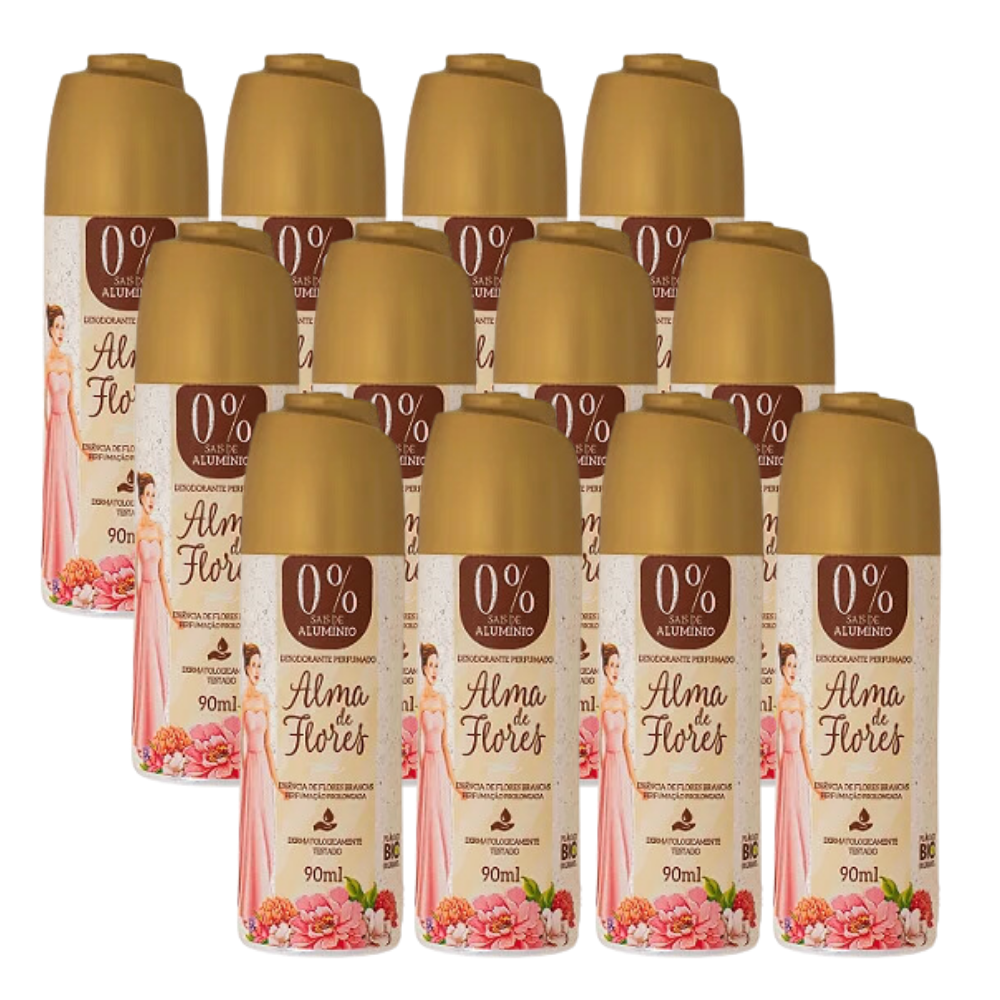 Kit 12 Desodorante Spray Alma de Flores Brancas 90ml