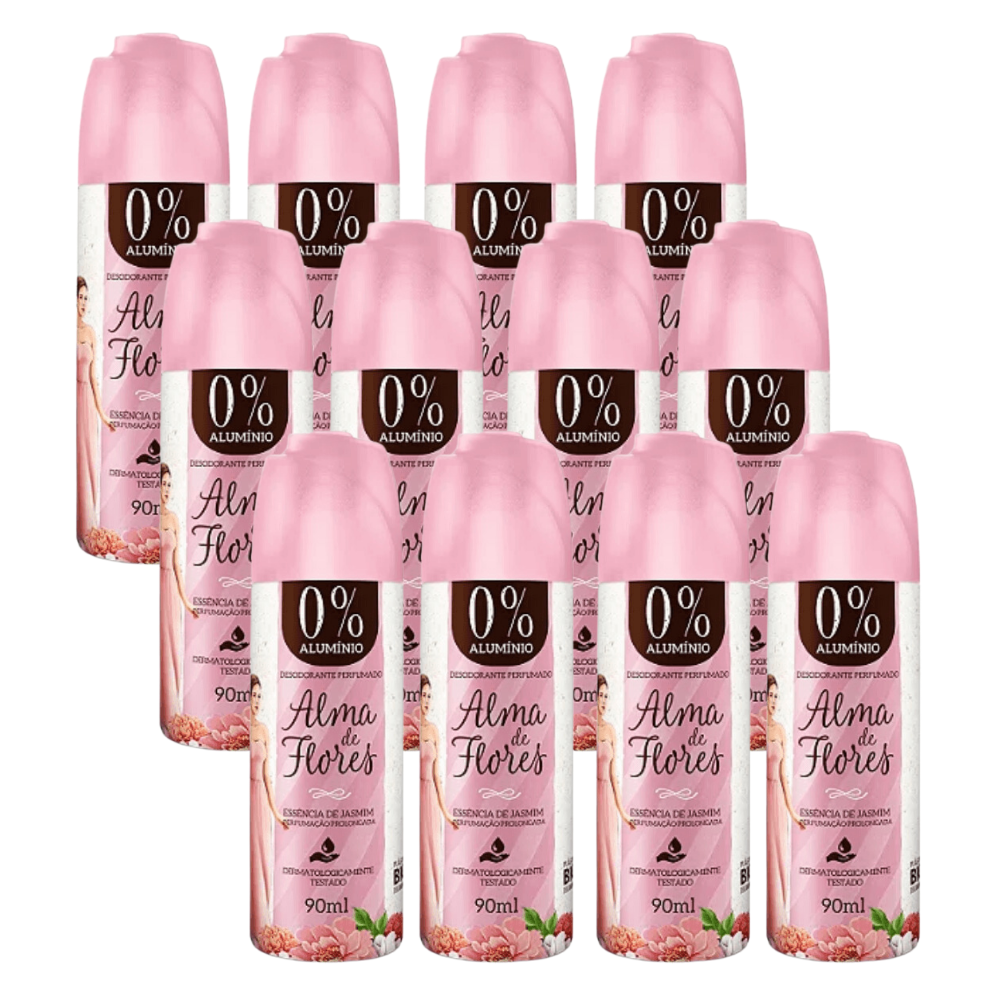 Kit 12 Desodorante Spray Alma de Flores Jasmim 90ml