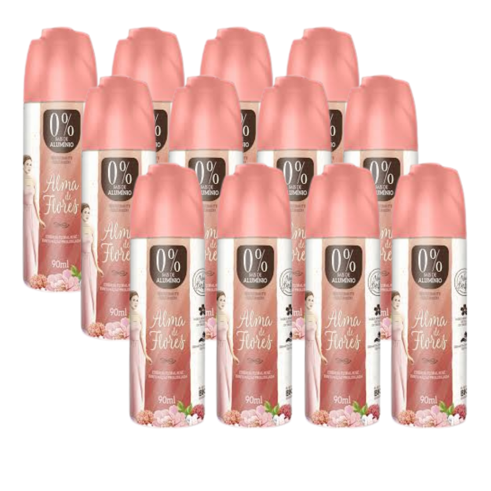 Kit 12 Desodorante Spray Alma de Flores Rosé 90ml