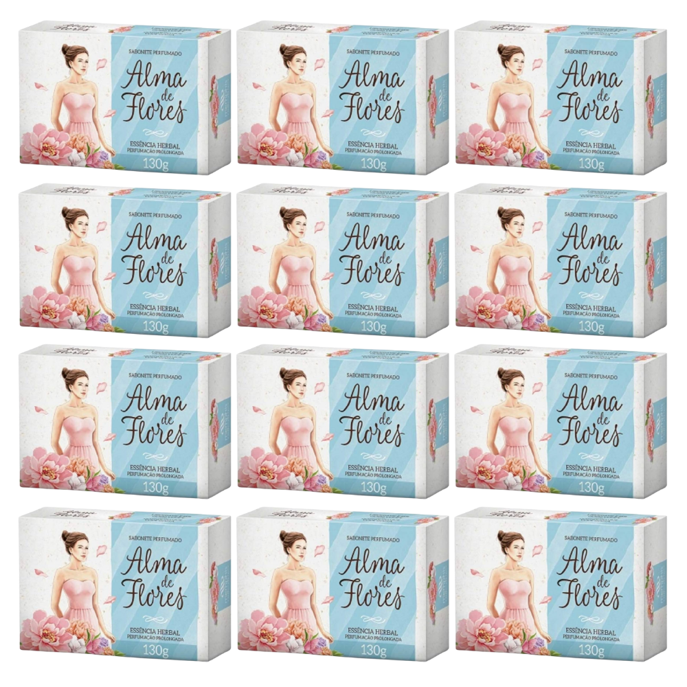 Kit 12 Sabonete Alma de Flores Essência Herbal 130g