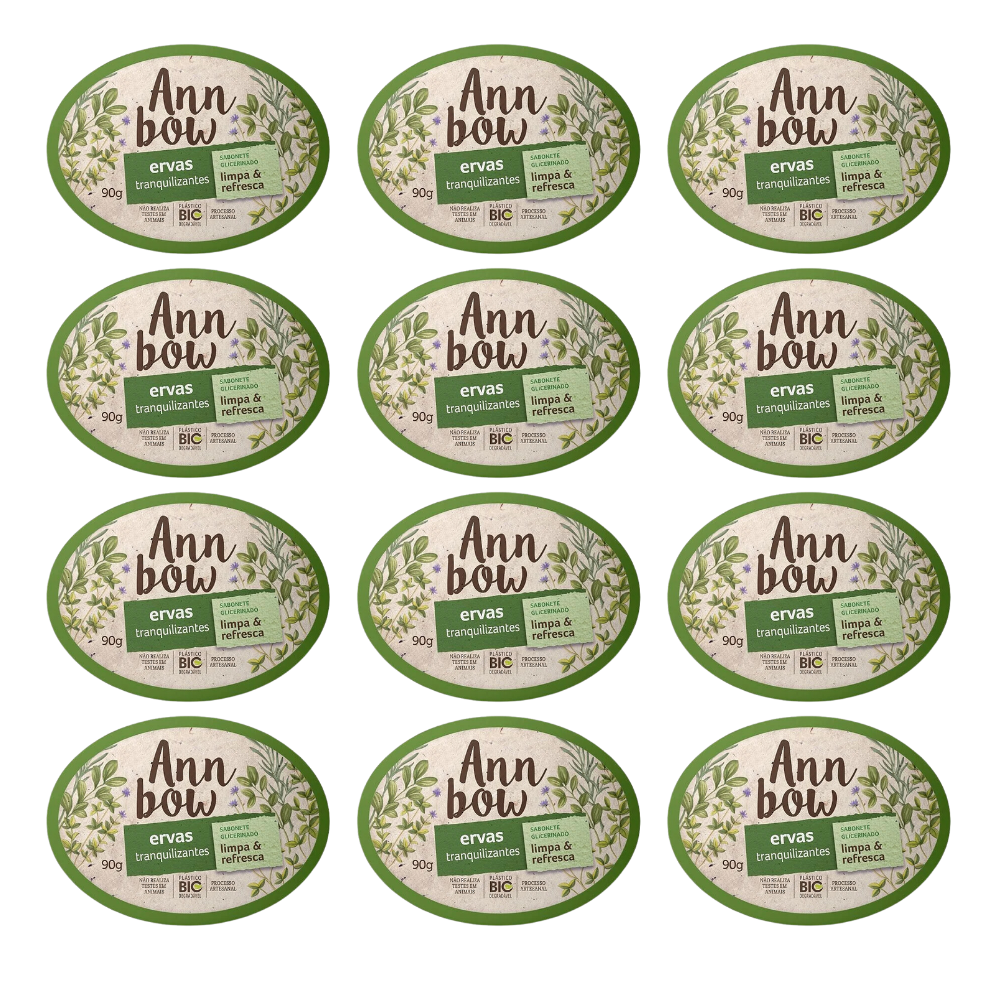 Kit 12 Sabonete Ann Bow Glicerinado Ervas 90g