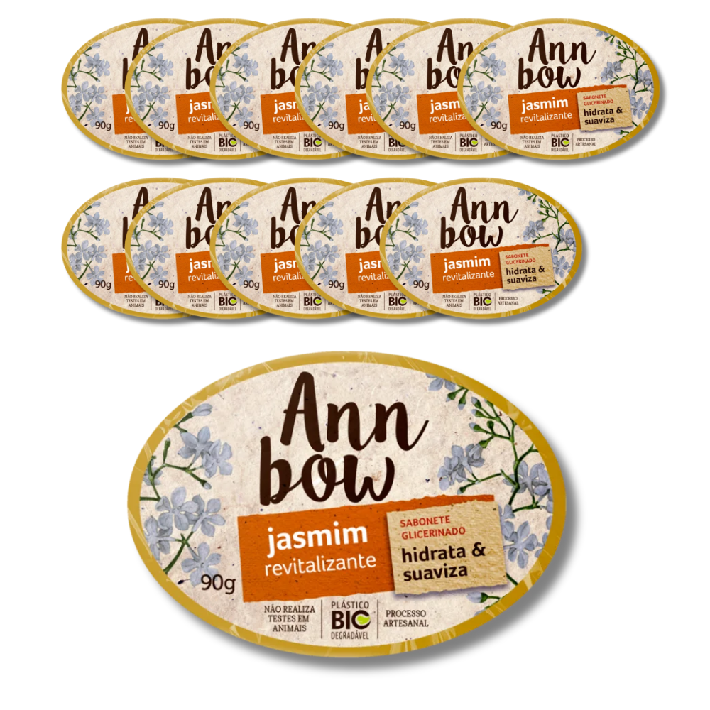 Kit 12 Sabonete Ann Bow Glicerinado Jasmim 90g