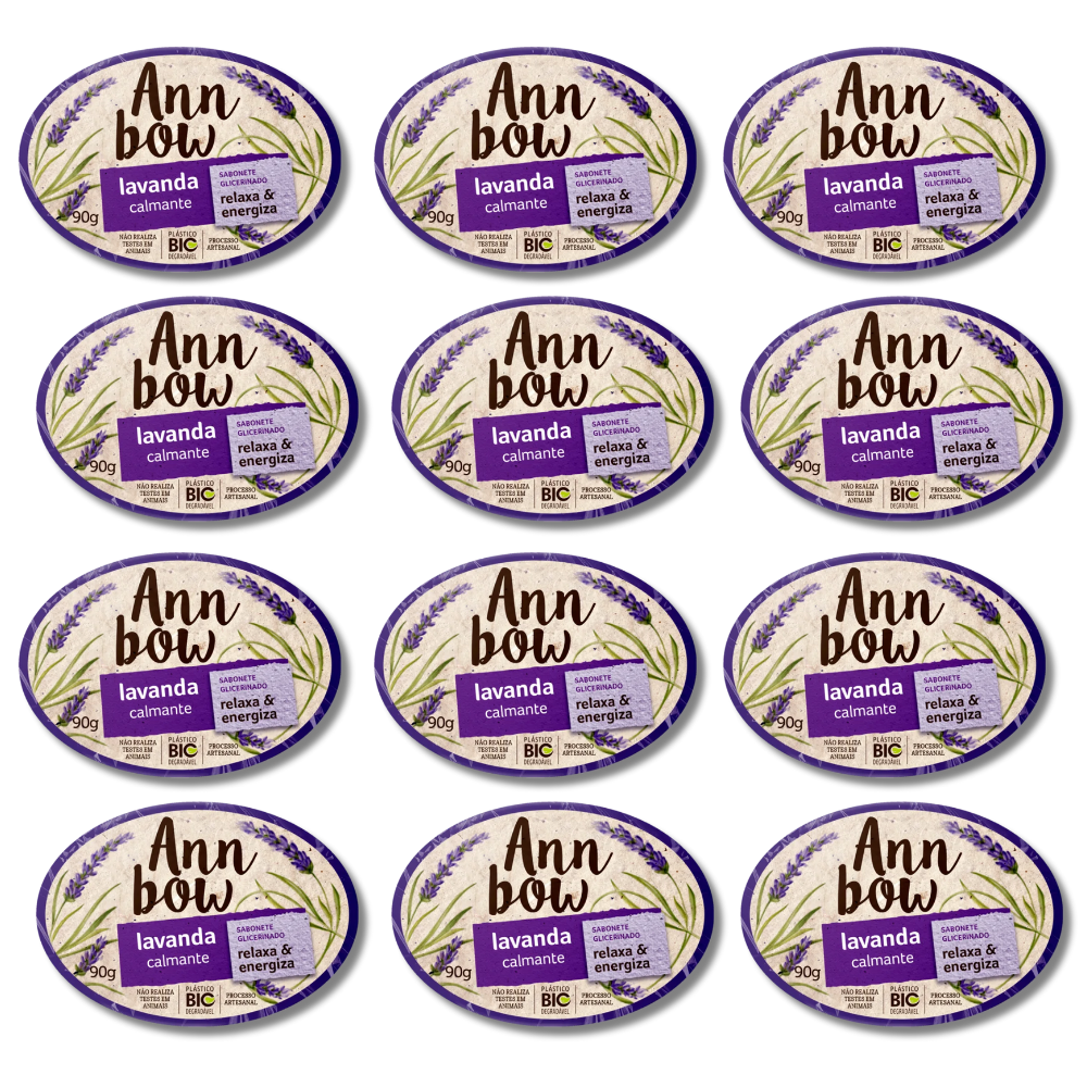 Kit 12 Sabonete Ann Bow Glicerinado Lavanda 90g