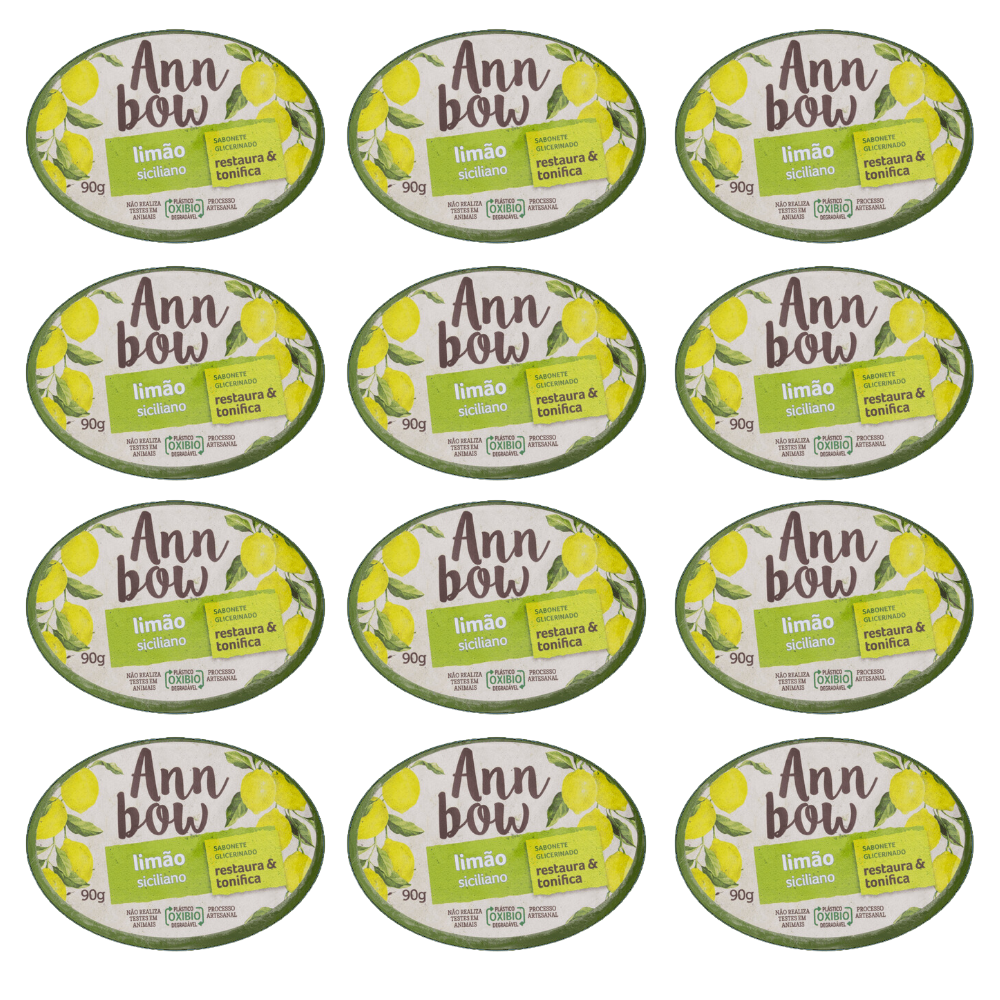 Kit 12 Sabonete Ann Bow Glicerinado Limão Siciliano 90g