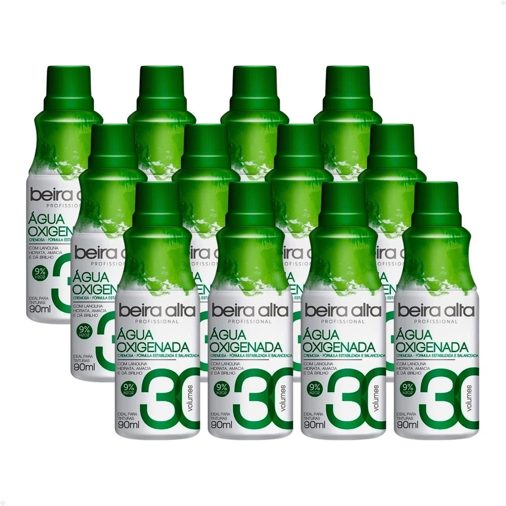 Kit 12 Água Oxigenada Beira Alta 30 Volumes 90ml