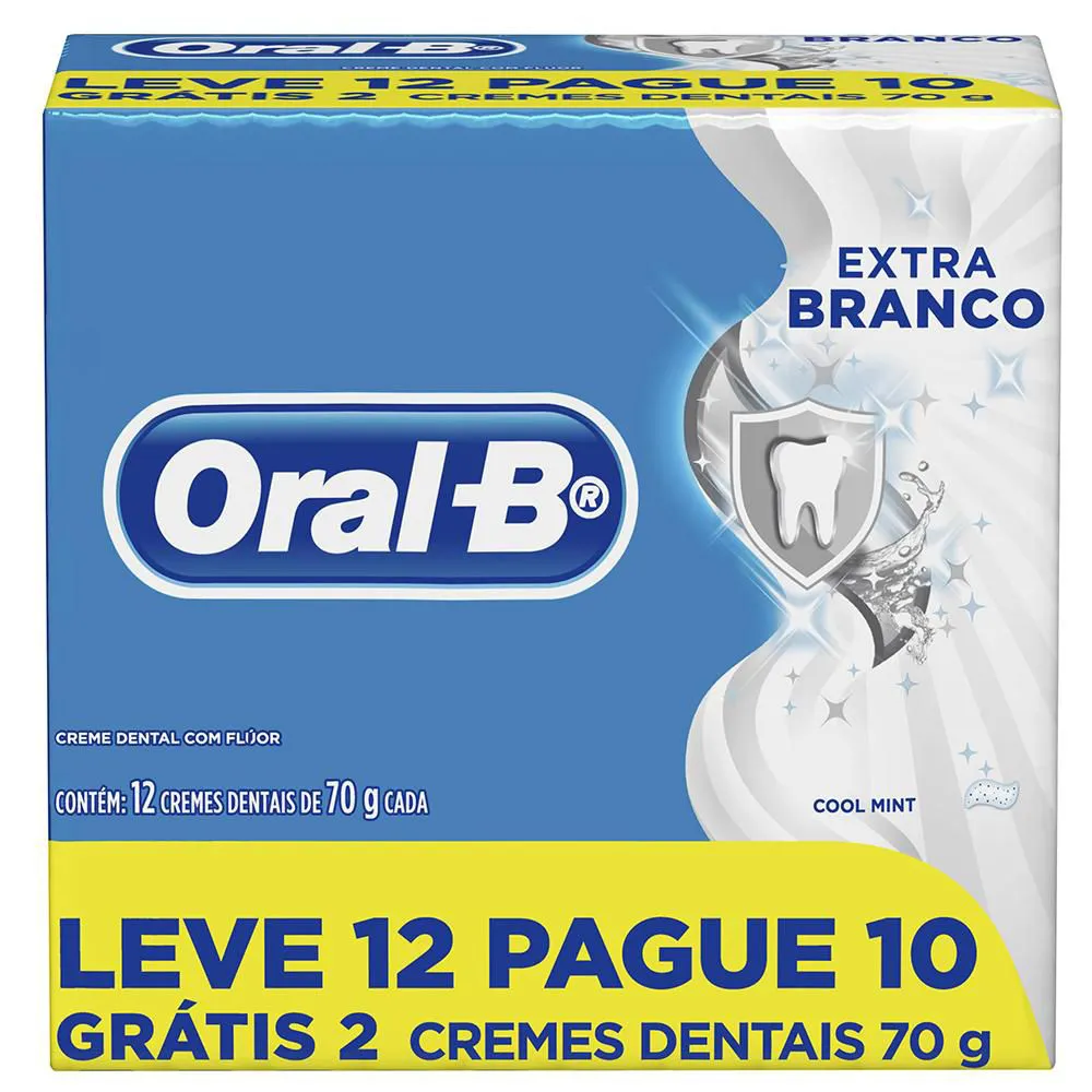 Kit 12 Creme Dental Oral B Extra Branco 70g