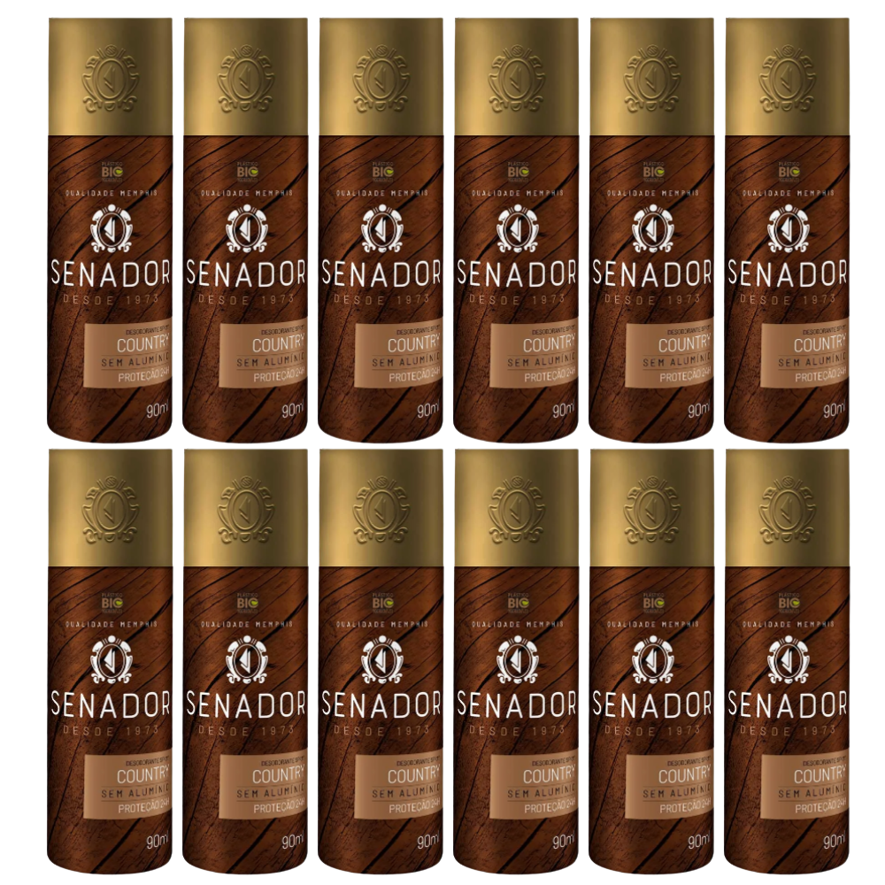 Kit 12 Desodorante Spray Senador Country 90ml