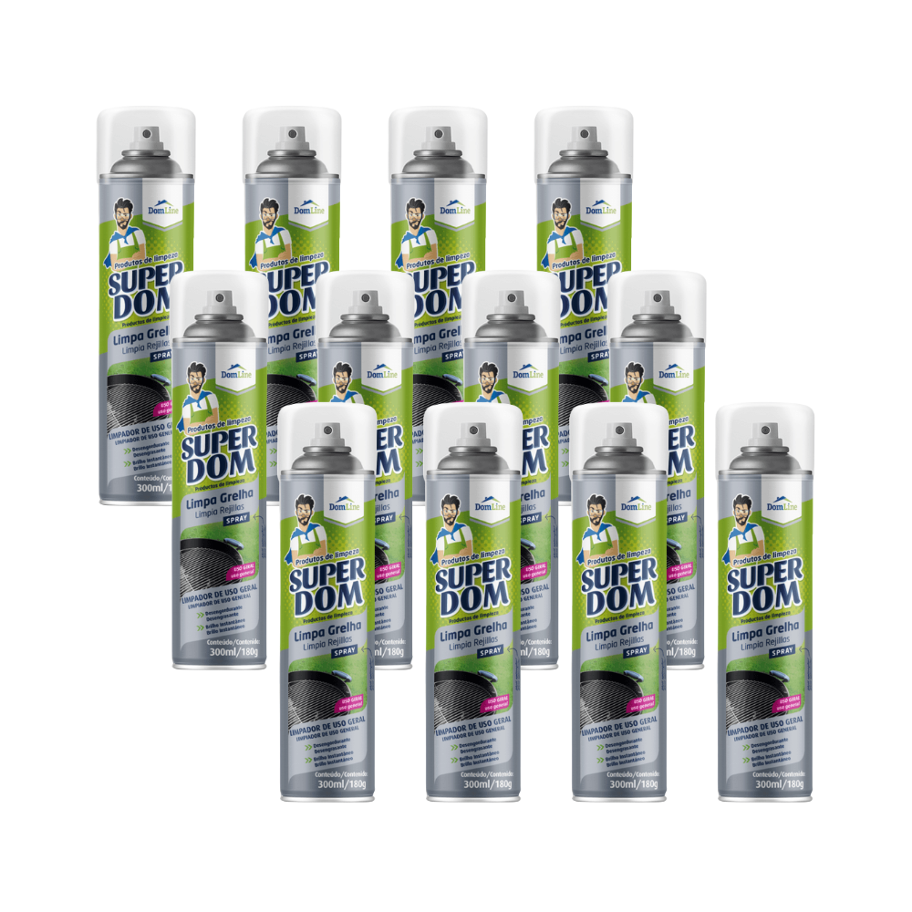 Kit 12 Limpa Grelha Spray Super Dom 250ml
