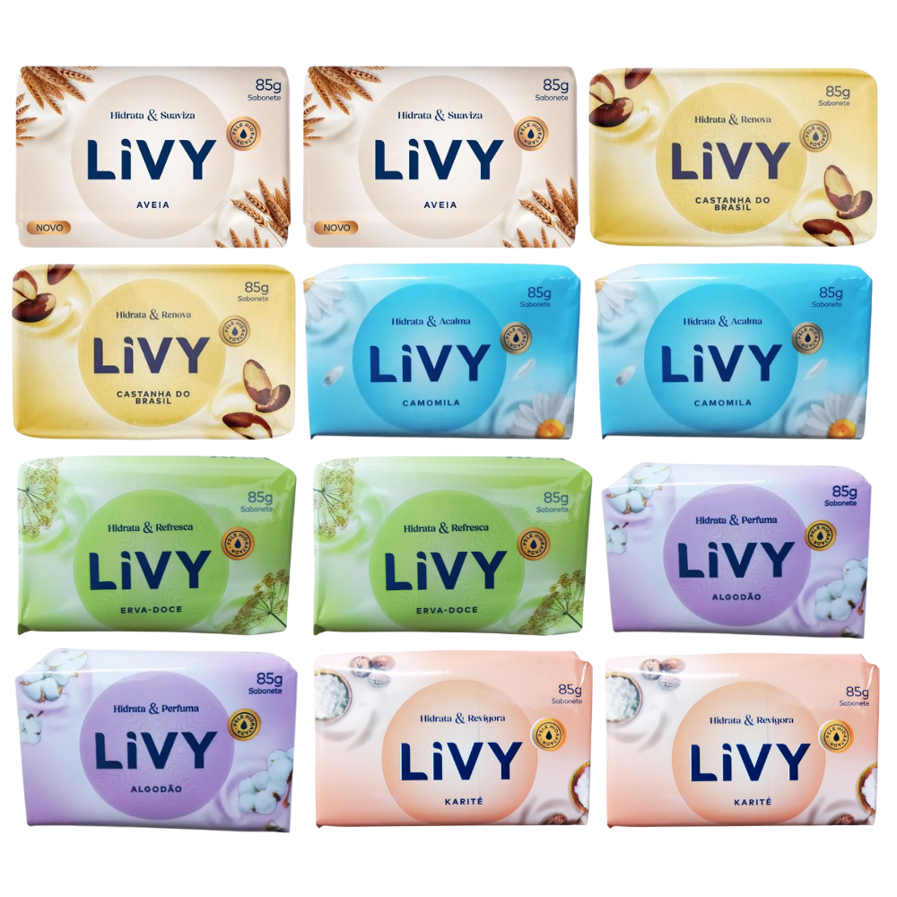Kit 12 Sabonetes Livy MIX Todos