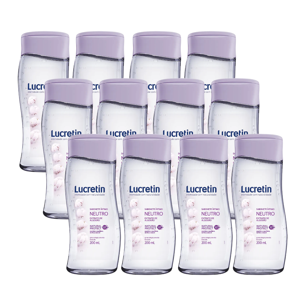 Kit 12 Sabonete Líquido Intimo Lucretin Neutro 200ml