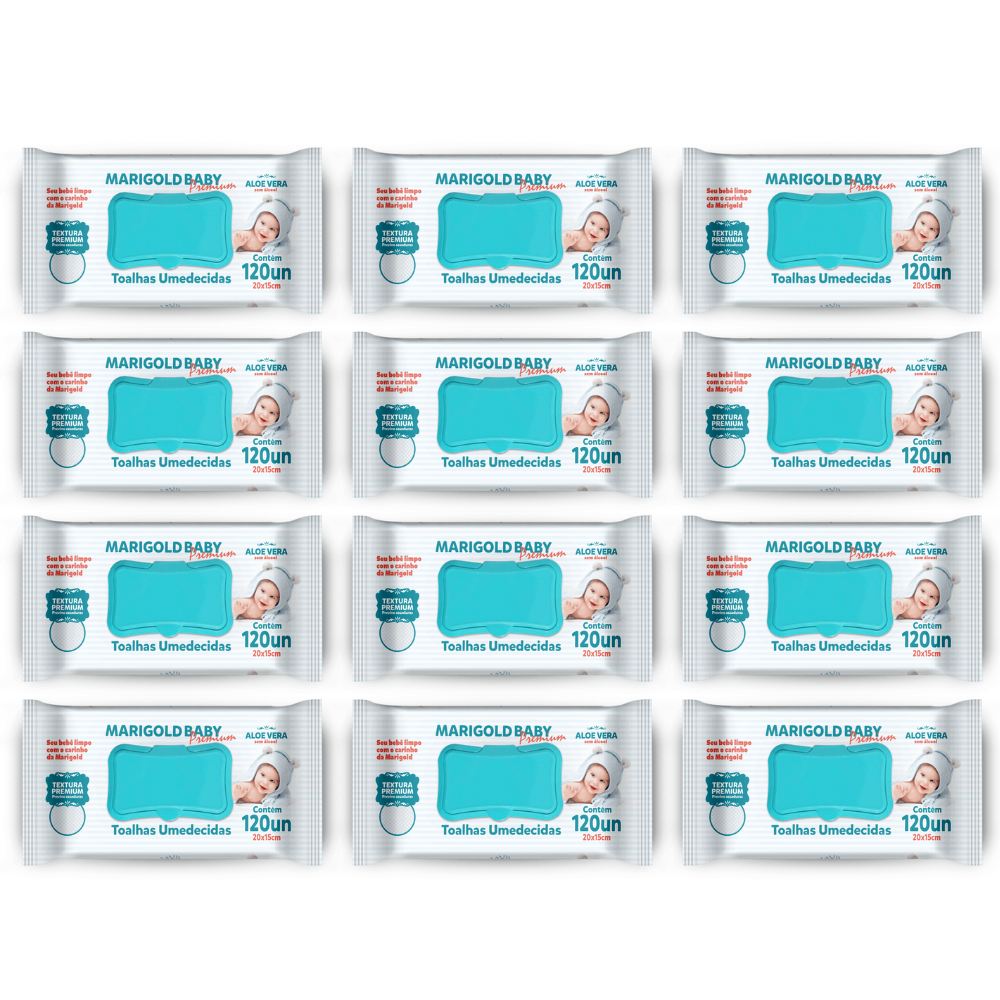 KIT 12 Toalha Umedecida Marigold Baby Premium