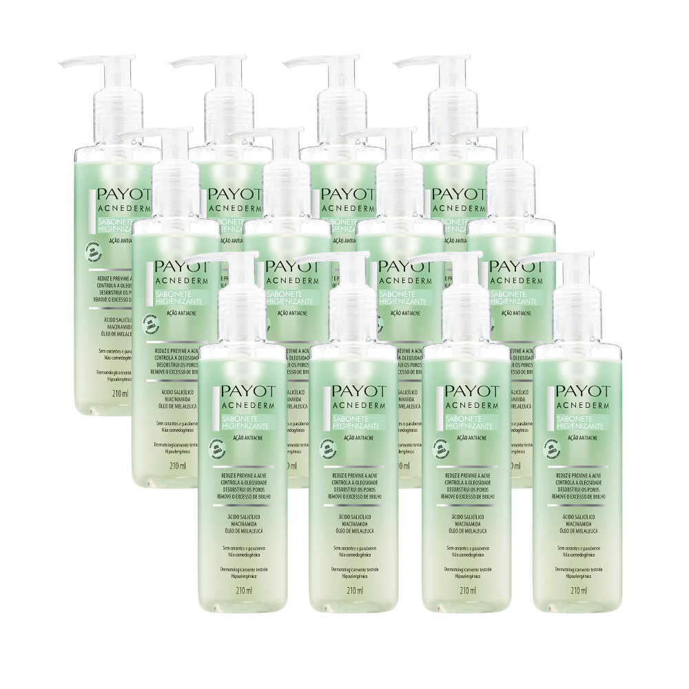 Kit 12 Sabonete Higienizante Antiacne Payot Acnederm 210ml