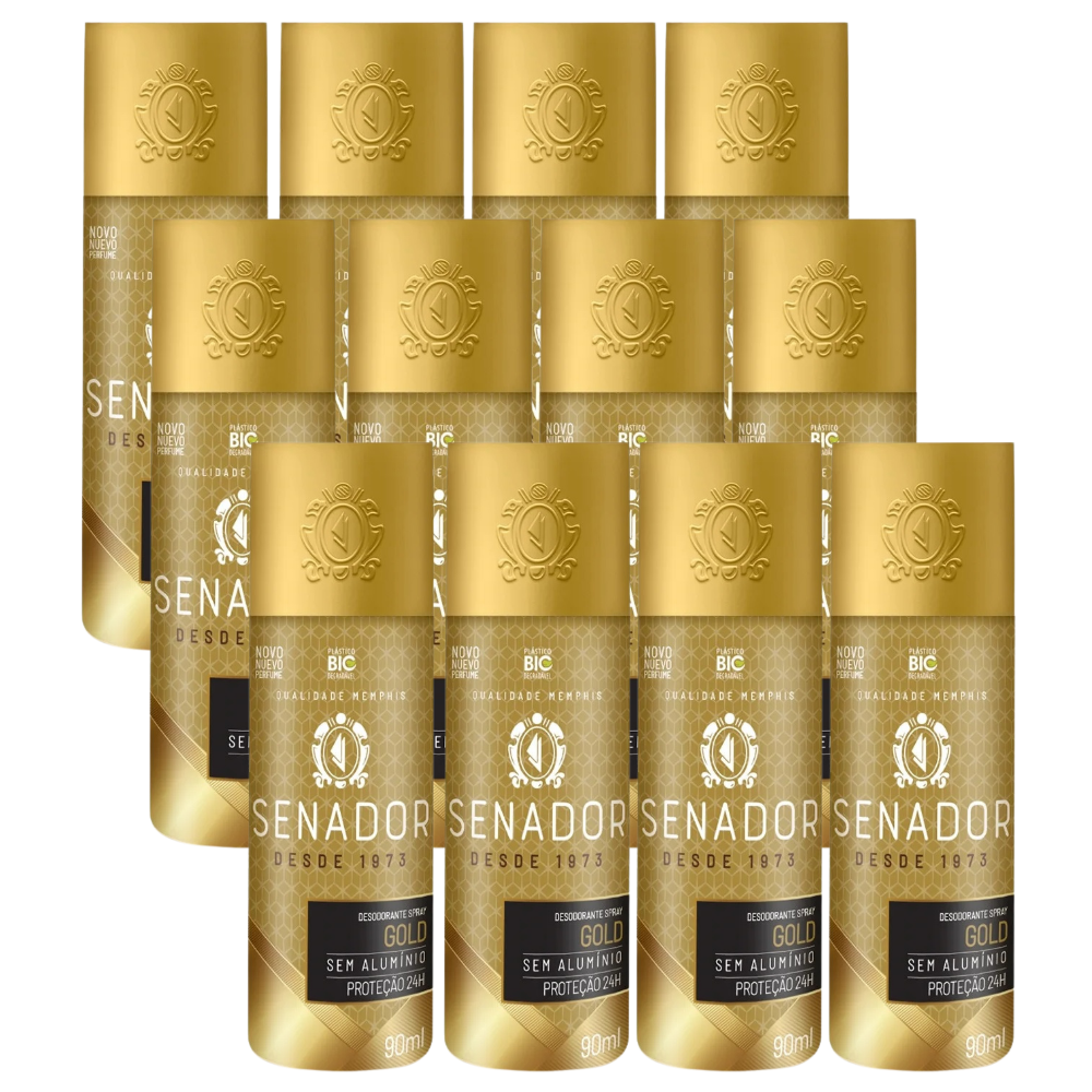 Kit 12 Desodorante Spray Senador Gold 90ml