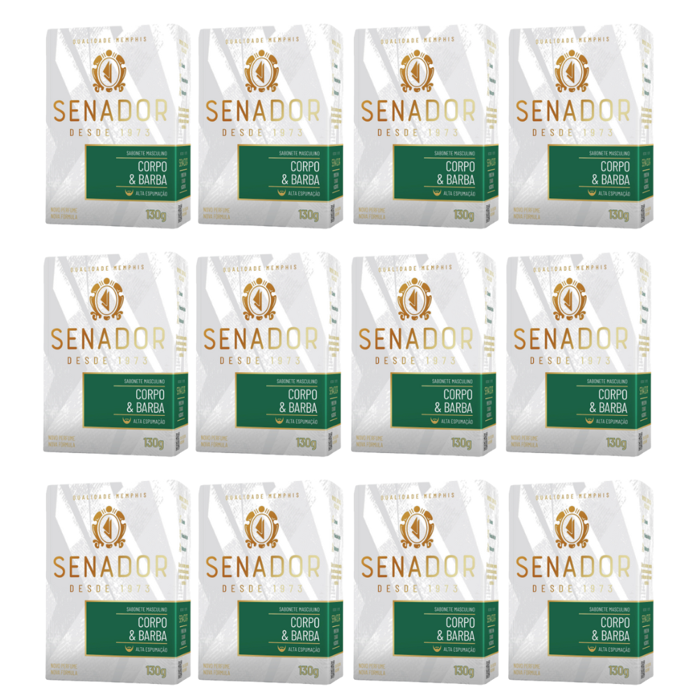 KIT 12 Sabonete Senador Corpo E Barba 130g