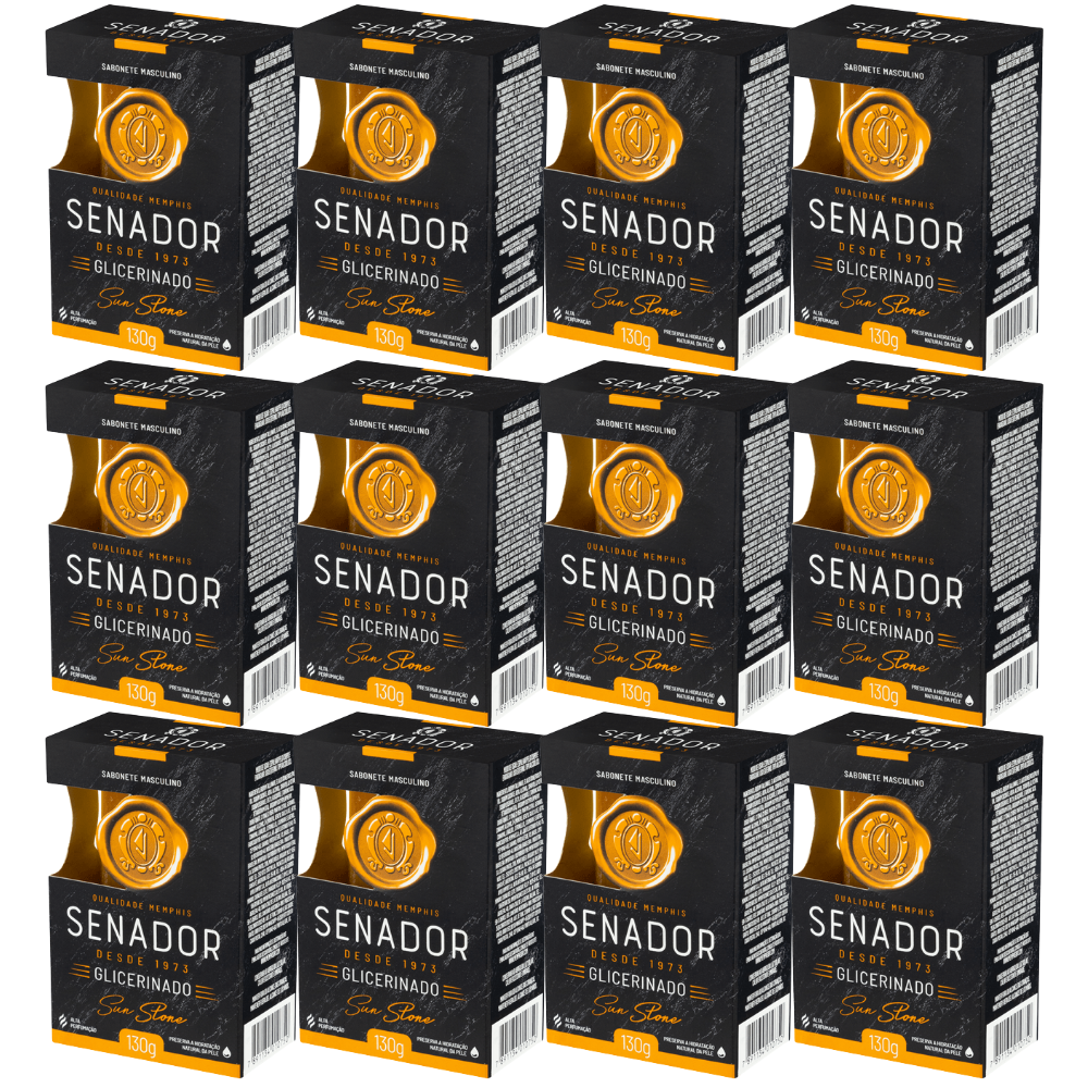 Kit 12 Sabonete Senador Glicerinado Sun Stone 130g