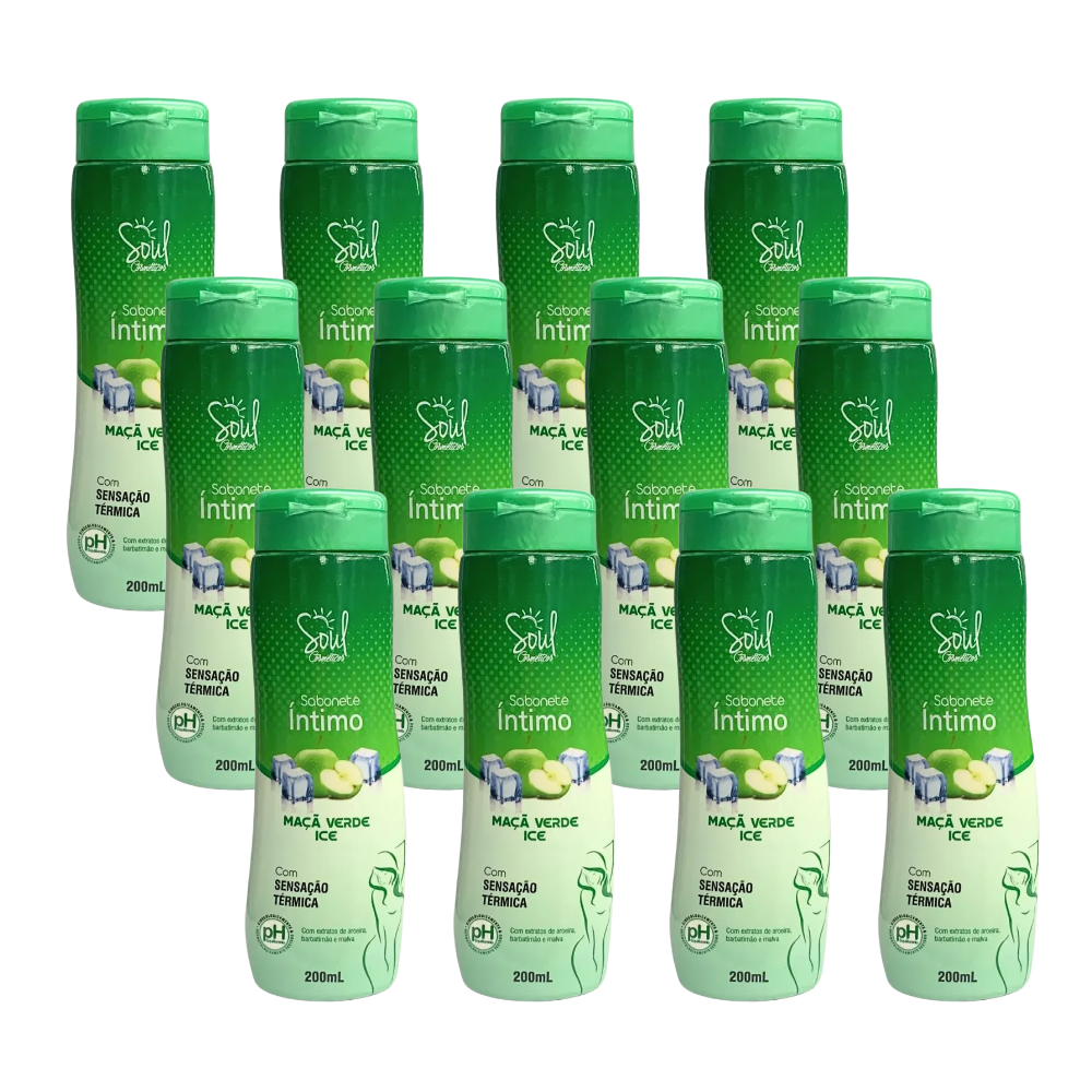 Kit 12 Sabonete Liquido Íntimo Soul Maçã Verde Ice 200ml