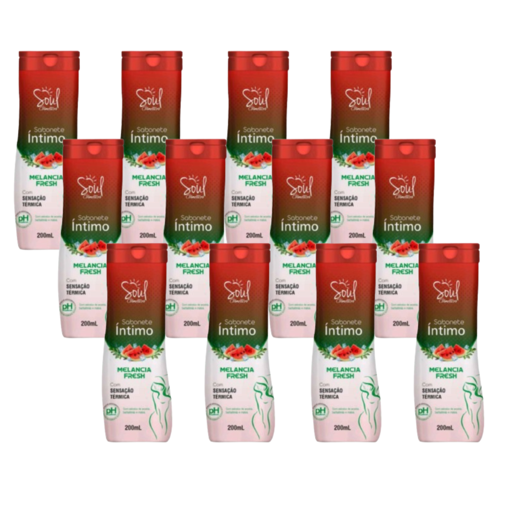 Kit 12 Sabonete Liquido Íntimo Soul Melancia Fresh 200ml