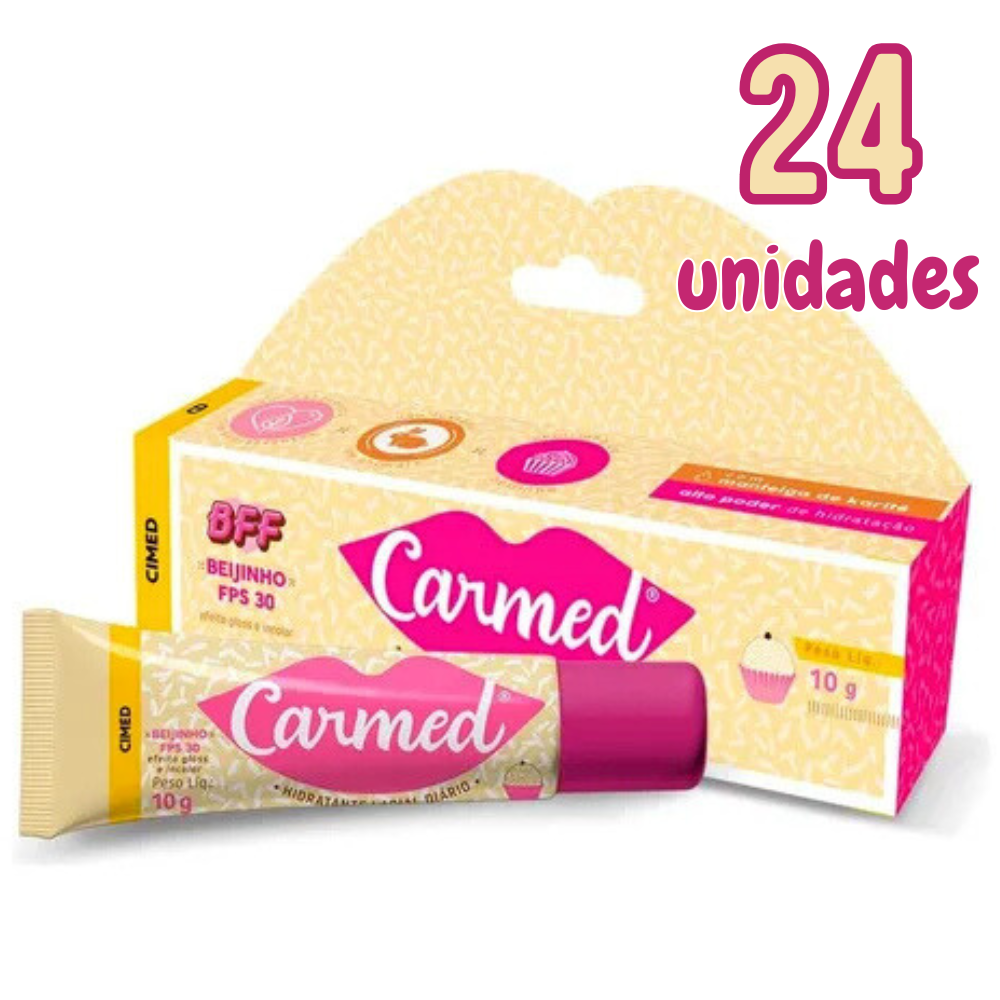 Kit 24 Hidratante Labial Carmed Beijinho 10g - FPS 30