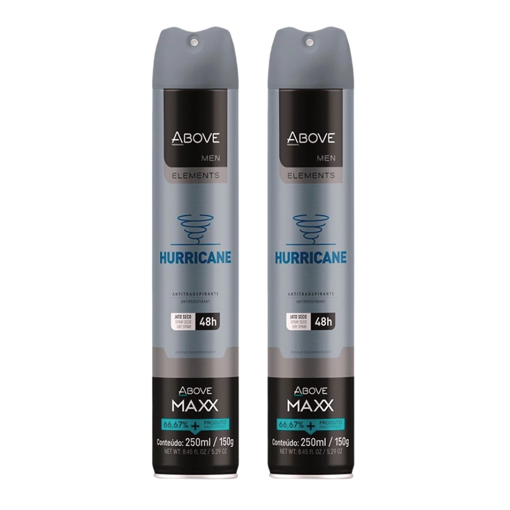 Kit 2 Desodorante Aerosol Above Maxx Elements Hurricane 250ml