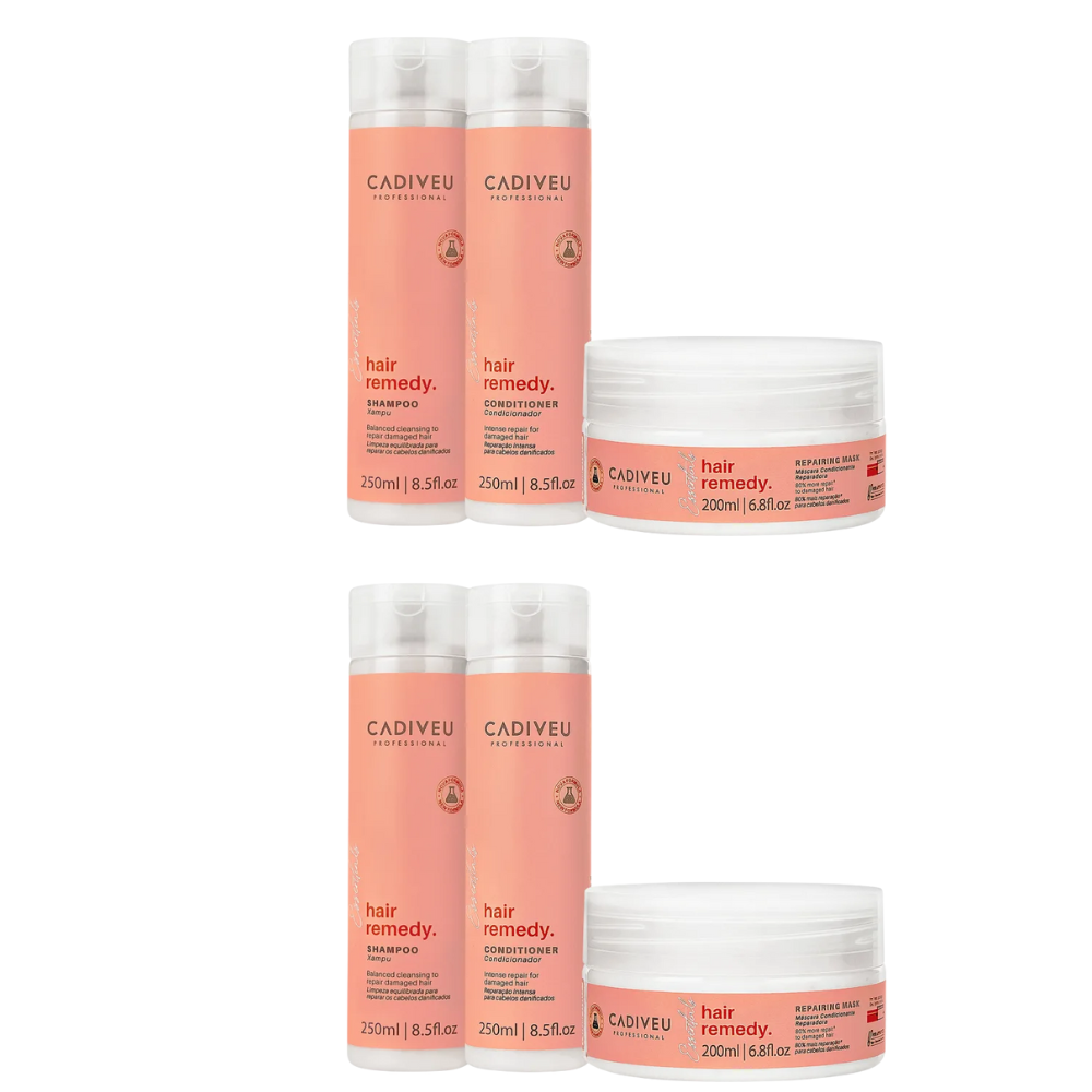 2 Kit Cadiveu Hair Remedy Essentials Shampoo Condicionador e Máscara