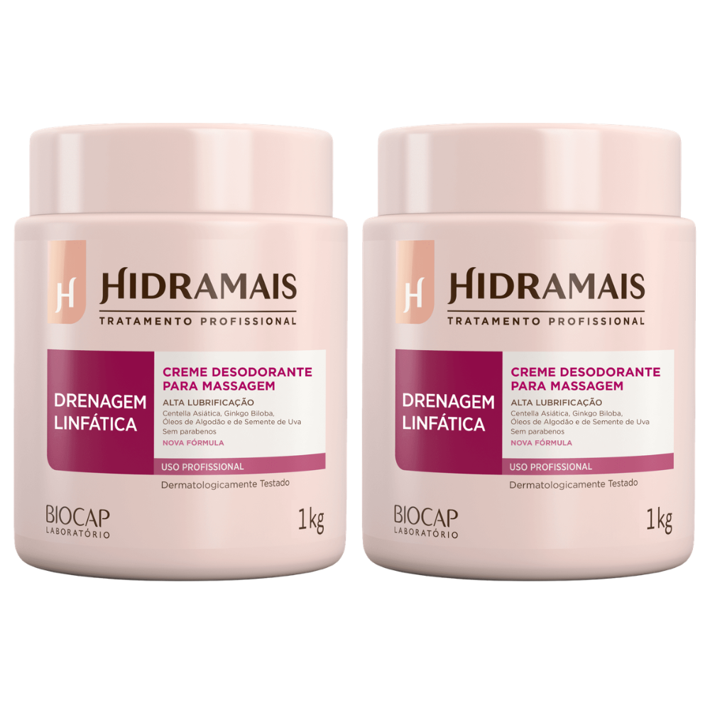 Kit 2 Hidramais Creme Massagem Drenagem Linfática 1kg
