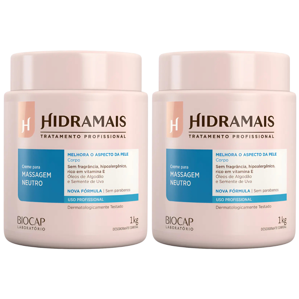 Kit 2 Hidramais Creme Massagem Neutro 1kg