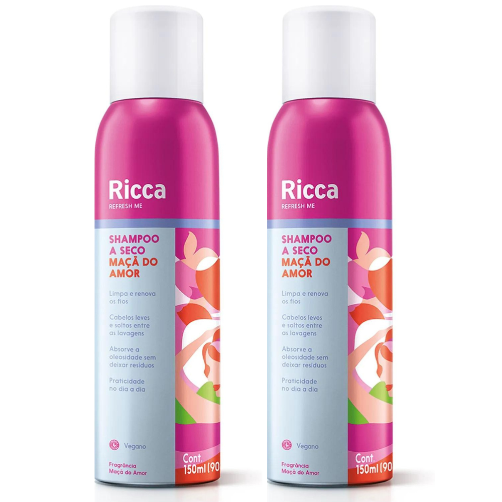 Kit 2 Shampoo a Seco Ricca Maçã do Amor 150ml