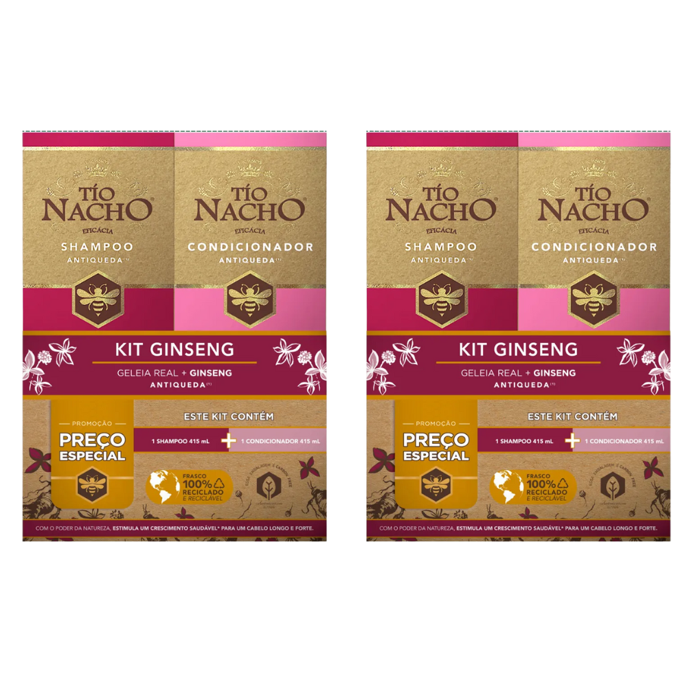 2 Kit Tio Nacho Ginseng Shampoo 415ml e Condicionador 415ml