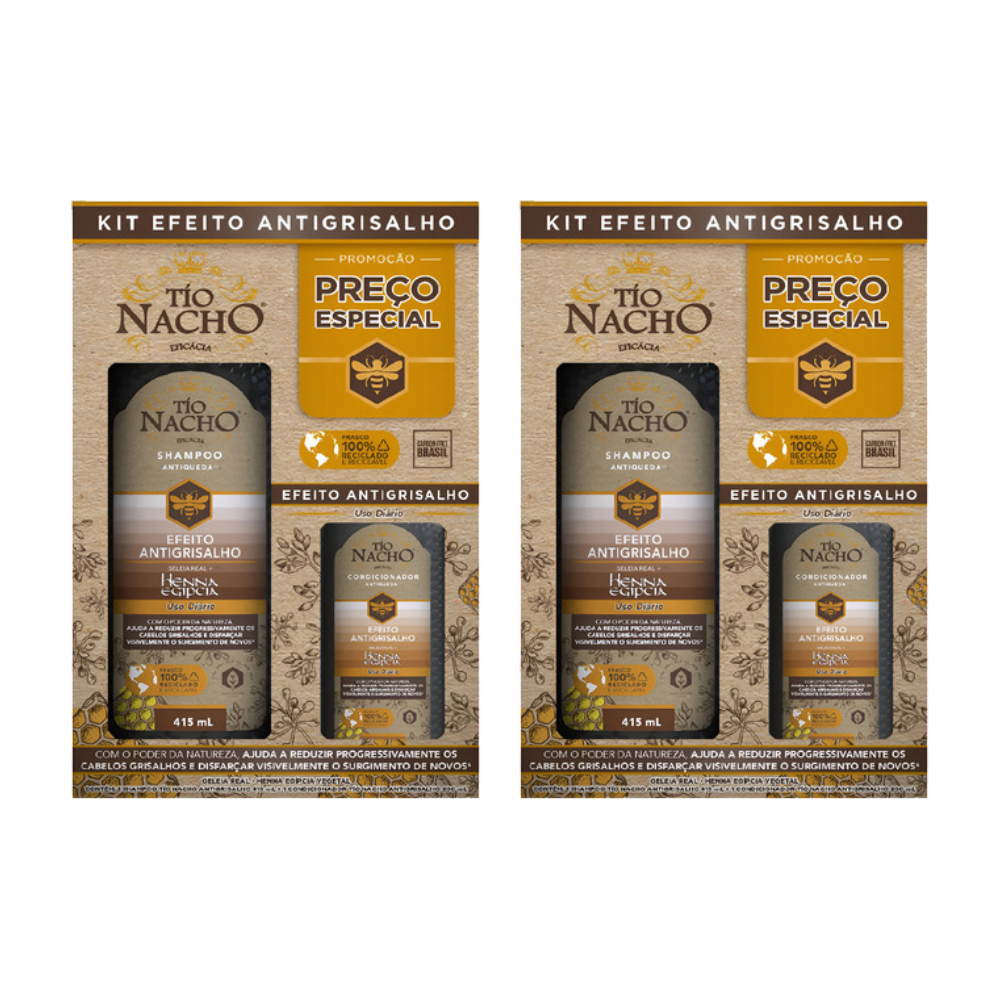 2 Kit Tio Nacho Antigrisalho Shampoo 415ml e Condicionador 200ml