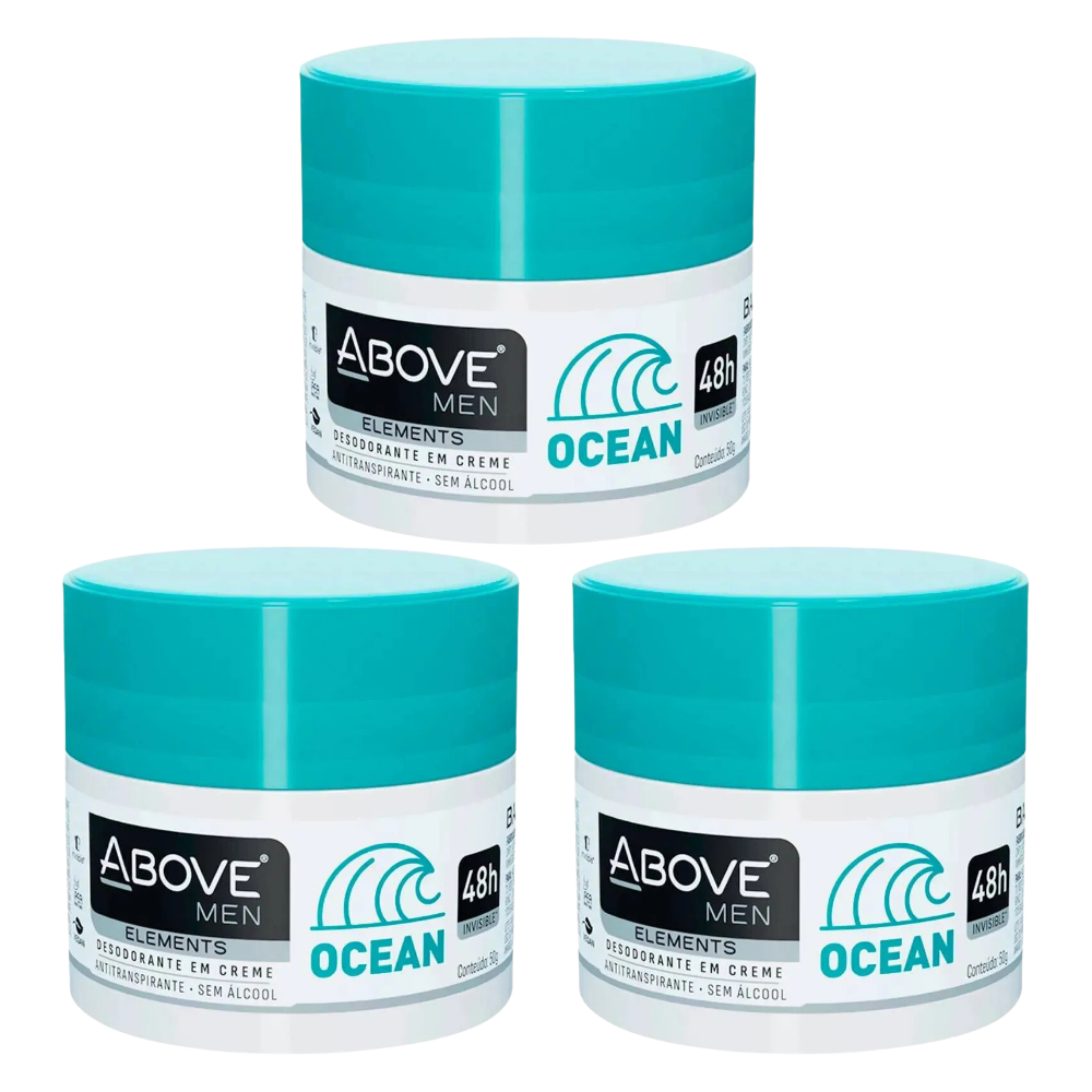 Kit 3 Desodorante em Creme Above Men Ocean 50g