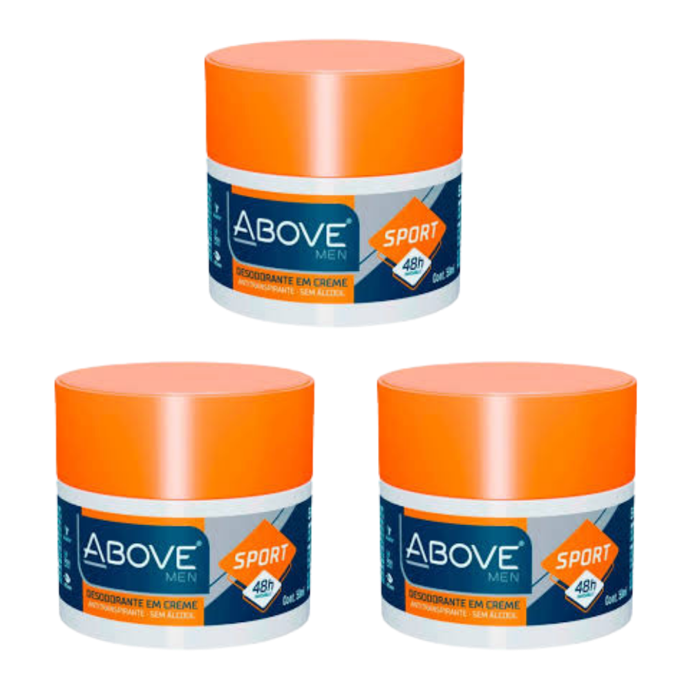 Kit 3 Desodorante em Creme Above Men Sport 50g