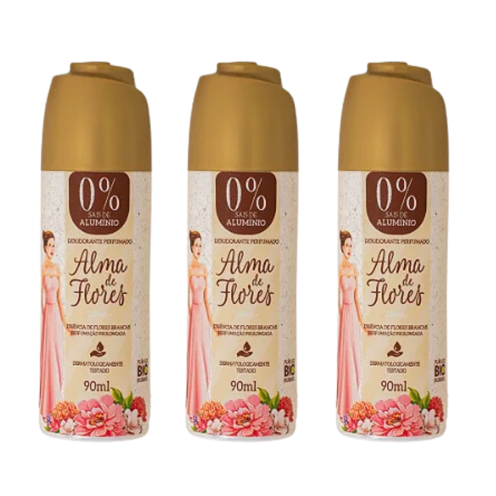 Kit 3 Desodorante Spray Alma de Flores Brancas 90ml