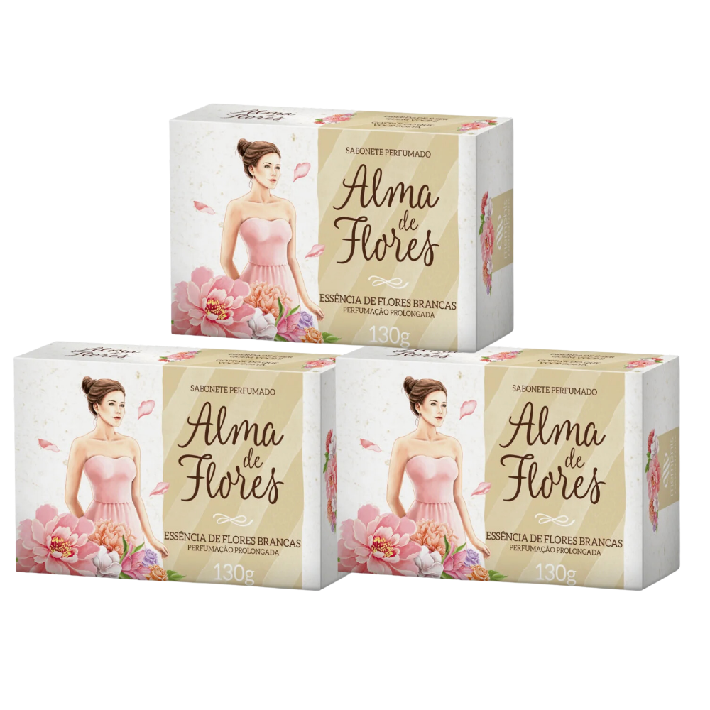 Kit 3 Sabonete Alma de Flores Brancas 130g