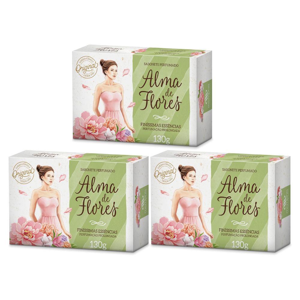 KIT 3 Sabonete Alma de Flores Original  130g