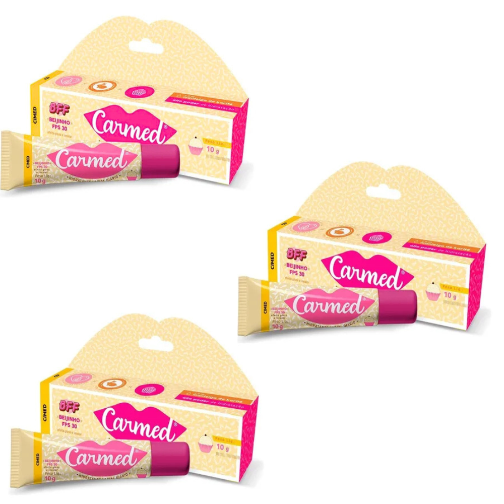 Kit 3 Hidratante Labial Carmed Beijinho 10g - FPS 30