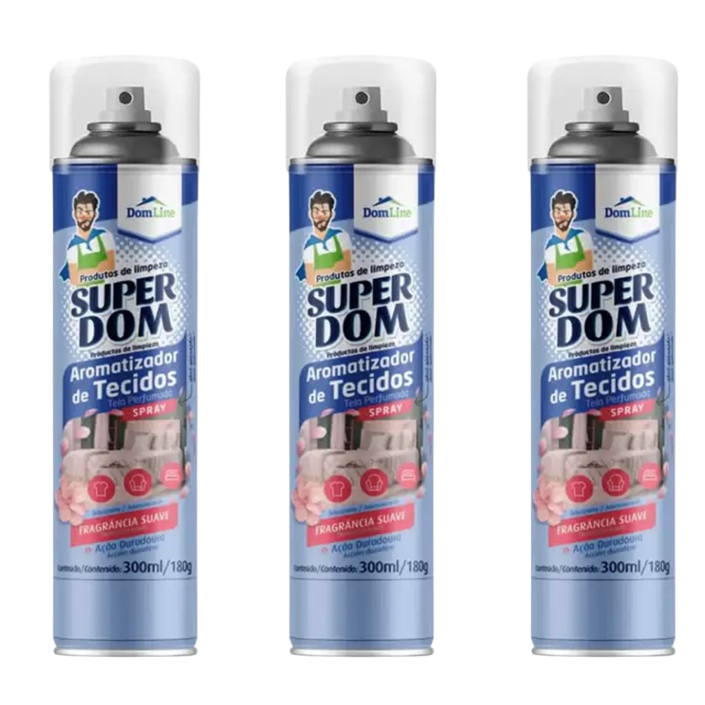 Kit 3 Aromatizador de Tecidos Super Dom Spray Talco 300ml