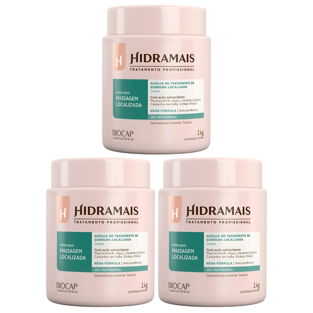 Kit 3 Hidramais Creme Massagem Localizada 1kg