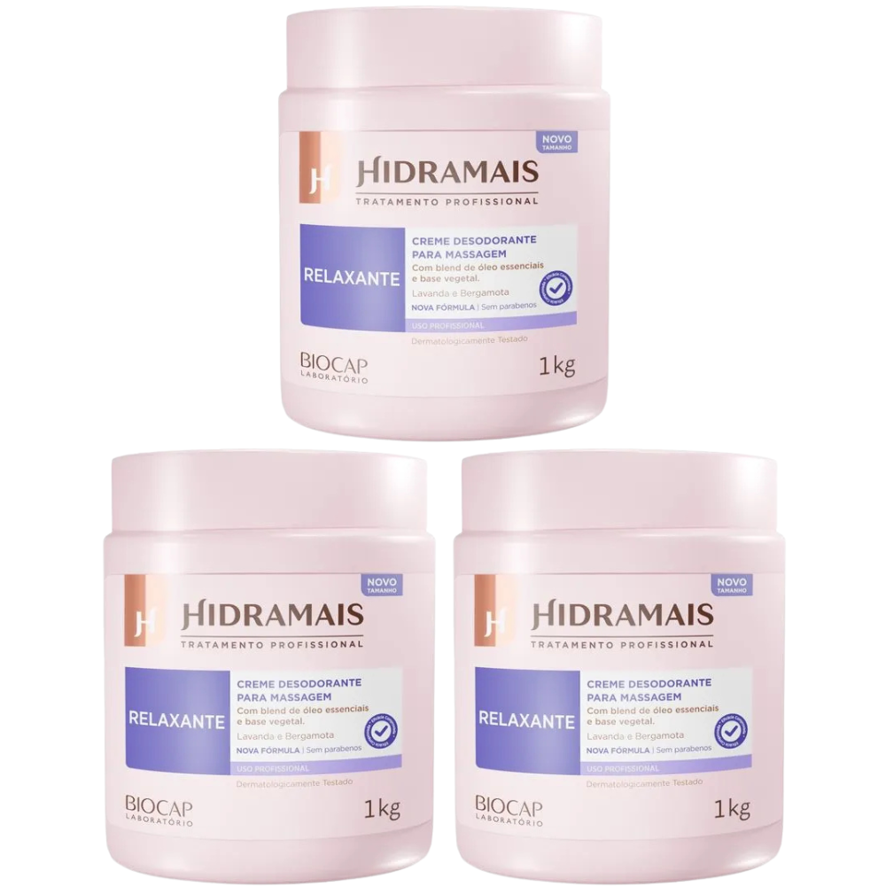 Kit 3 Hidramais Creme Massagem Relaxante 1kg