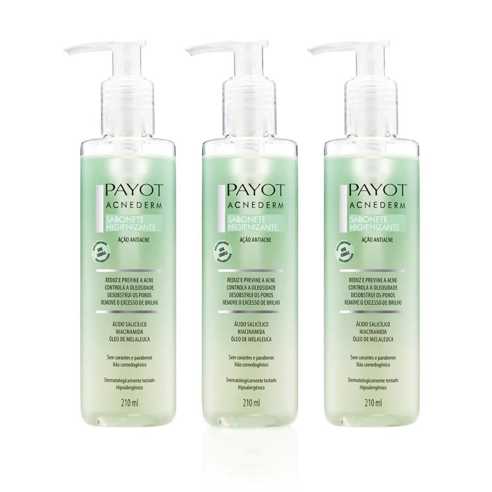 Kit 3 Sabonete Higienizante Antiacne Payot Acnederm 210ml