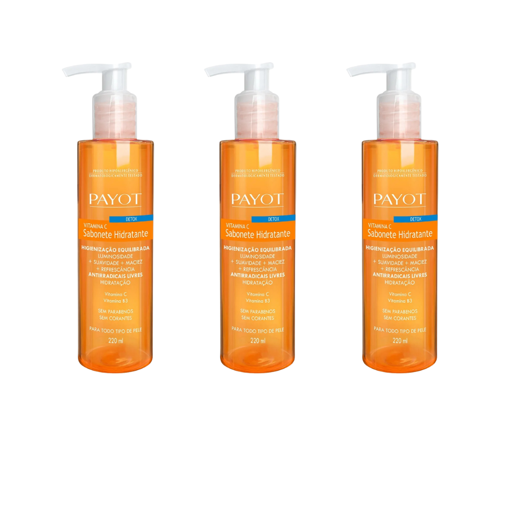 Kit 3 Sabonete Hidratante Payot Vitamina C Detox 220ml