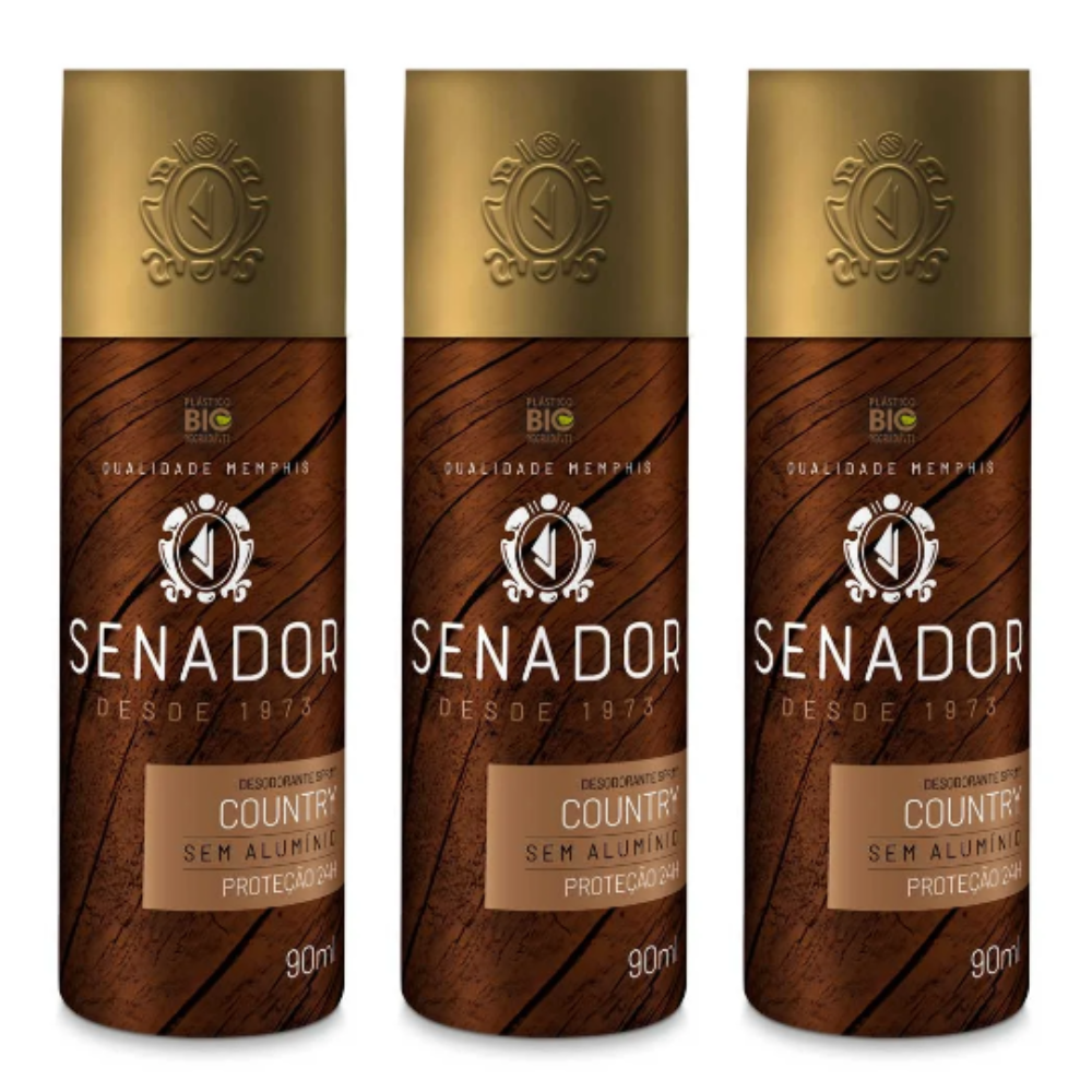 Kit 3 Desodorante Spray Senador Country 90ml