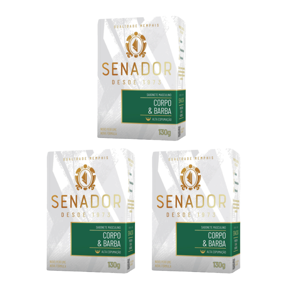 KIT 3 Sabonete Senador Corpo E Barba 130g