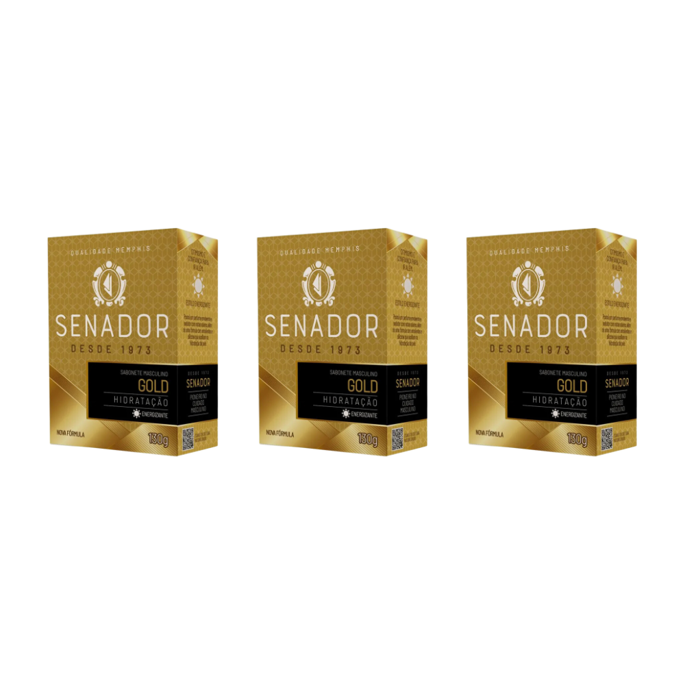 Kit 3 Sabonete Senador Gold 130g