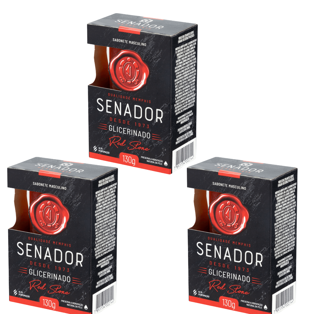 Kit 3 Sabonete Senador Glicerinado Red Stone 130g