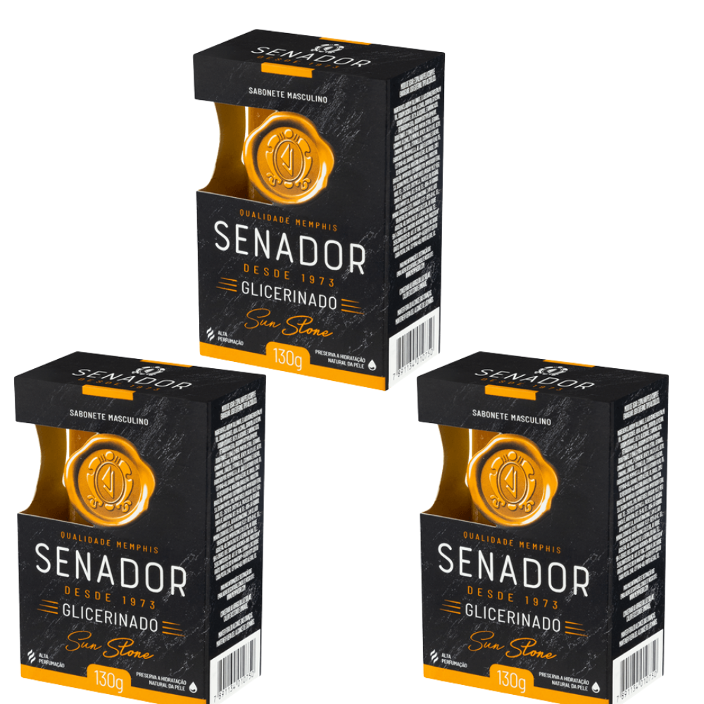 Kit 3 Sabonete Senador Glicerinado Sun Stone 130g