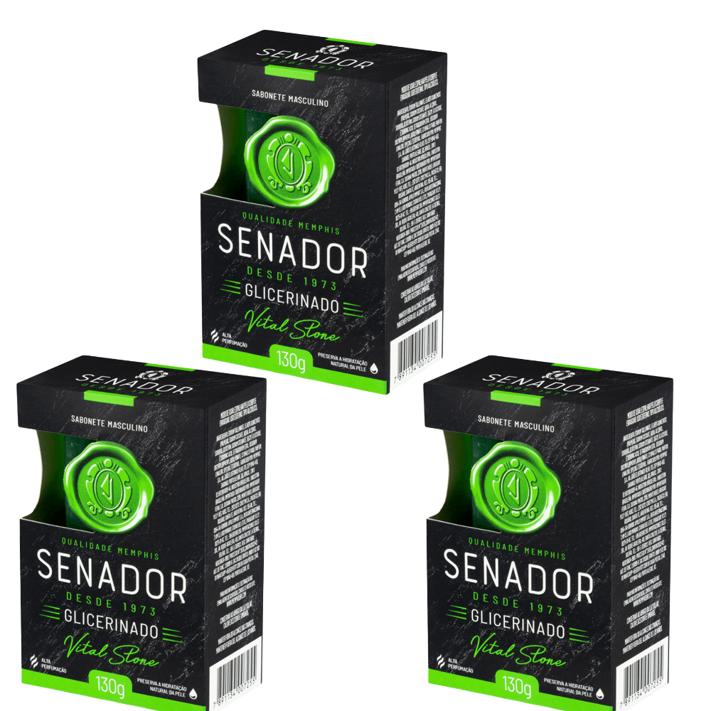 Kit 3 Sabonete Senador Glicerinado Vital Stone 130g
